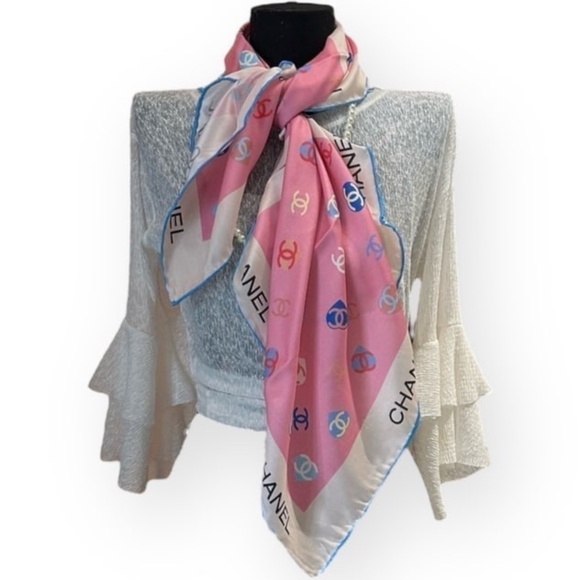CHANEL Logo Pink Scarf - Picture 1 of 7